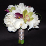 Real Touch Cream Peonies, orchids and callas bridal bouquet