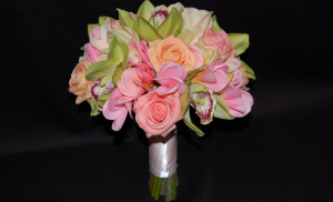 Cymbidium,-plumeria-and-roses-real-touch-bridal-bouquet